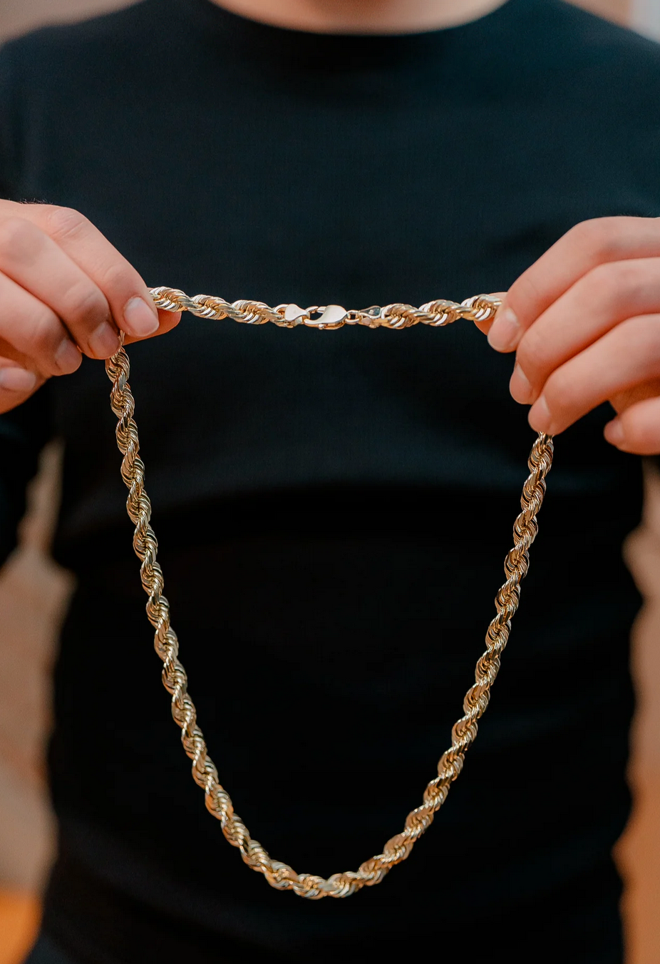14k rope chain in yellow gold