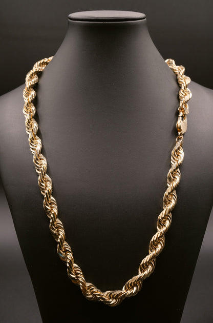 (18KT) Yellow Gold Diamond Cut Rope Chains