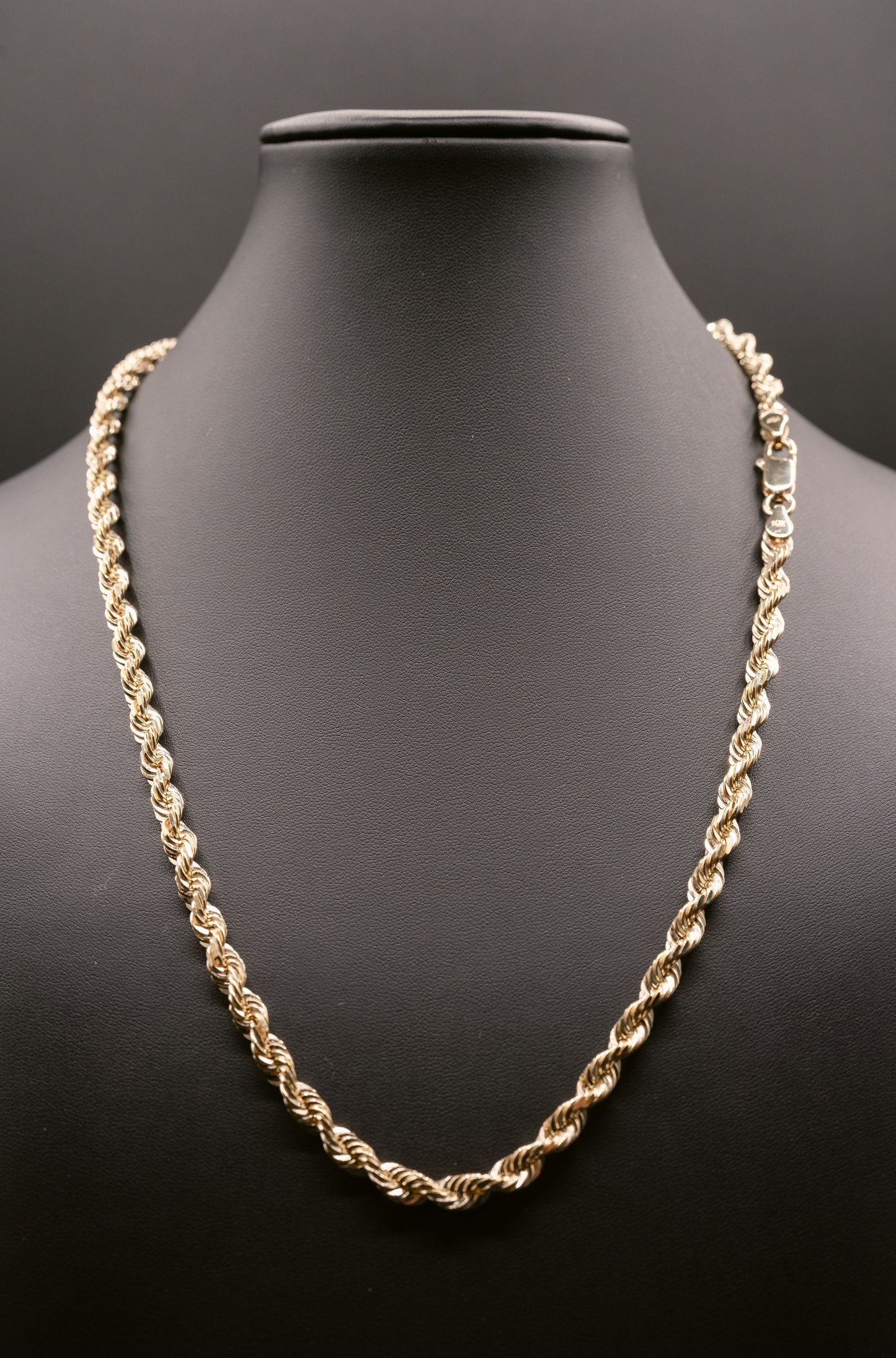 (18KT) Yellow Gold Diamond Cut Rope Chain