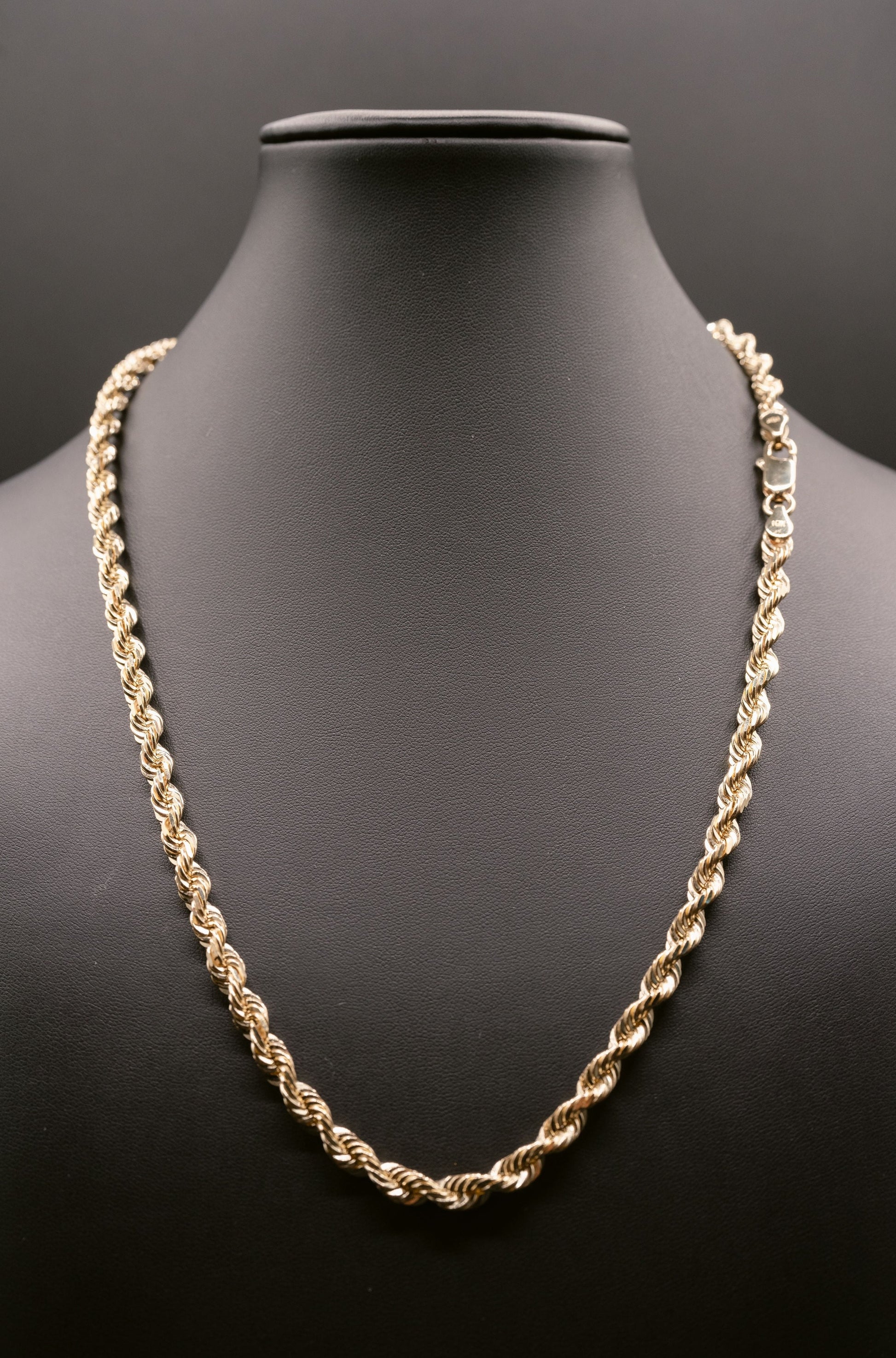 (18KT) Yellow Gold Diamond Cut Rope Chain