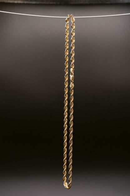 (18KT) Yellow Gold Diamond Cut Rope Chain