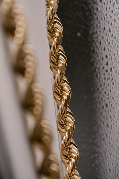 Diamond cut yellow gold rope chain for men