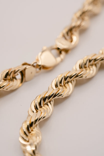 (10KT) 5MM - 10MM: Yellow Gold Diamond Cut Rope Chain