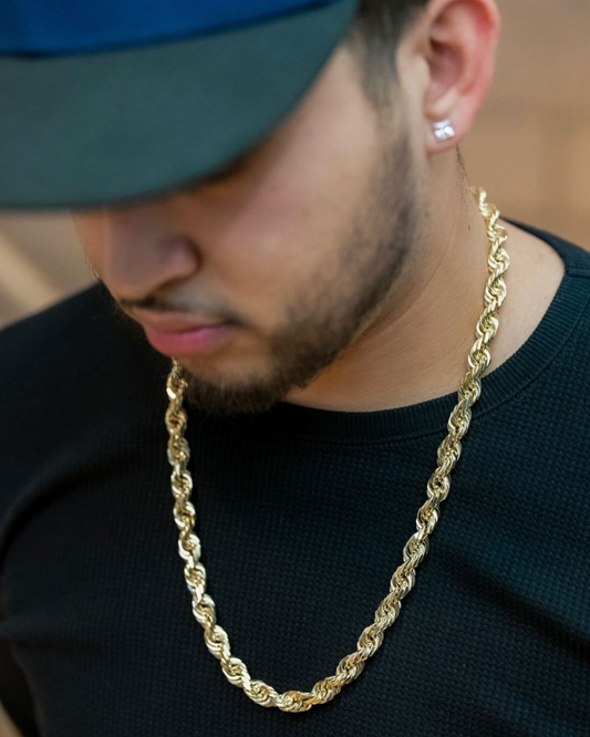 Man Styling Yellow Gold Rope Chain 14