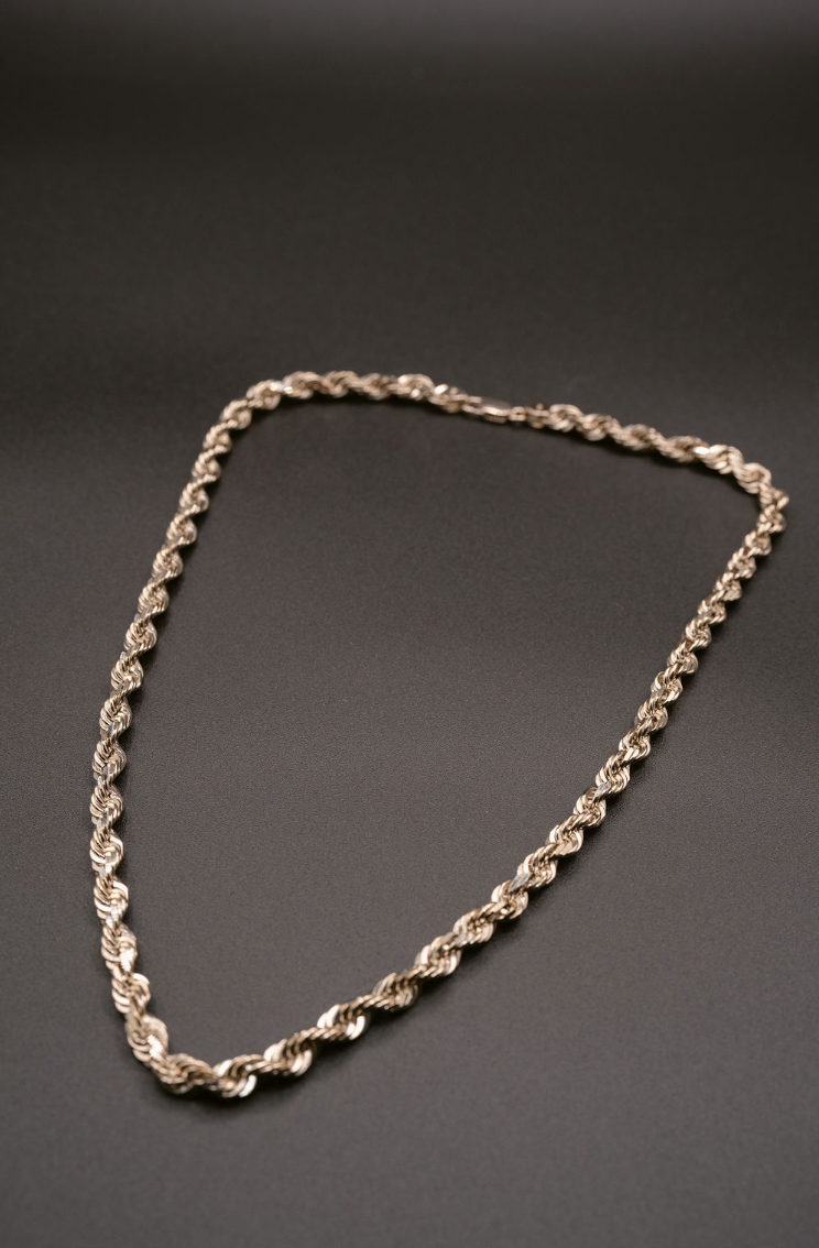 (6MM) 10K White Gold Diamond Cut Rope Chain