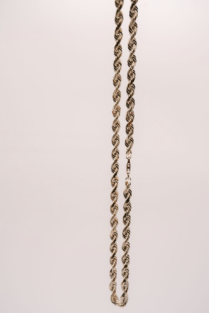 (14KT) 12MM - 20MM: White Gold Diamond Cut Rope Chain