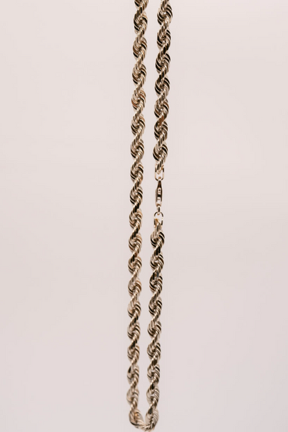 (6MM) 10K White Gold Diamond Cut Rope Chain