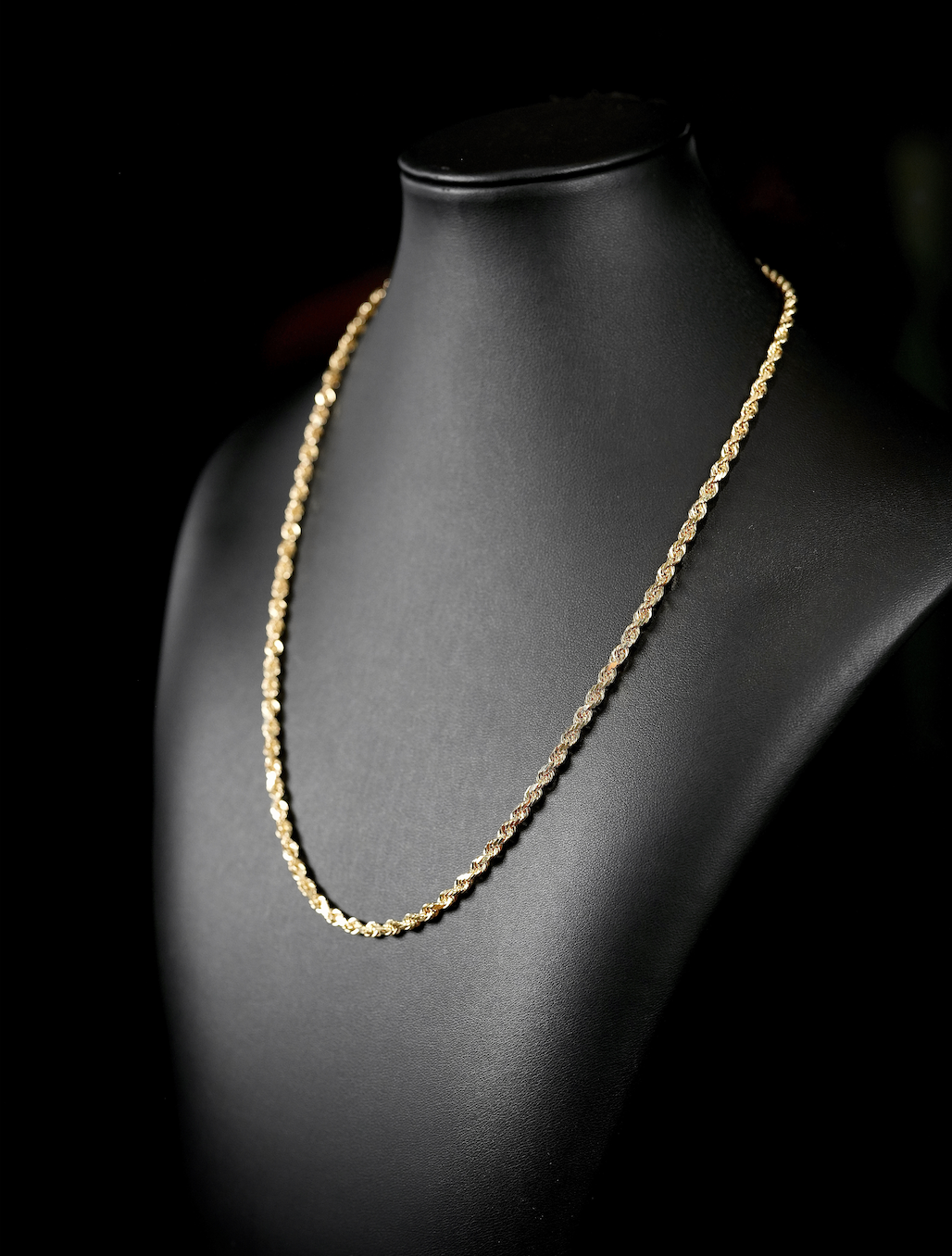 (4MM) 14K Yellow Gold Diamond Cut Rope Chain