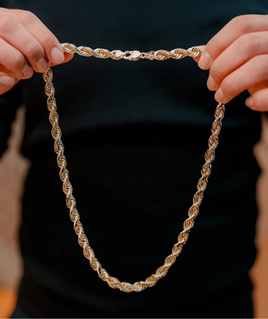 Solid gold diamond cut rope chains