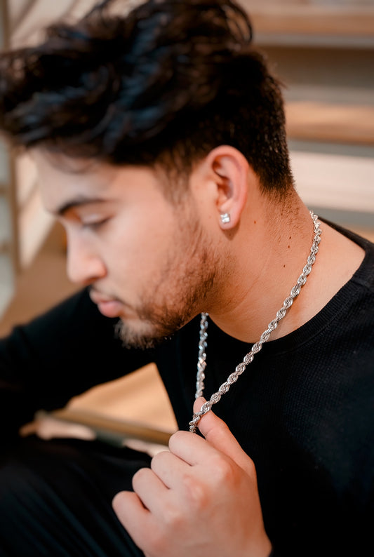 White Gold Rope Chain Stylish 22