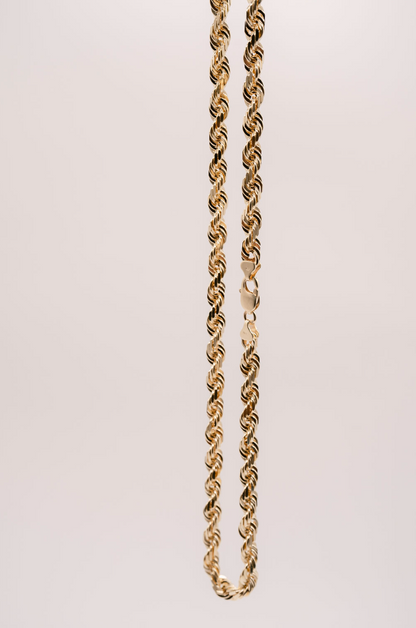14K Yellow Gold Diamond Cut Rope Chain