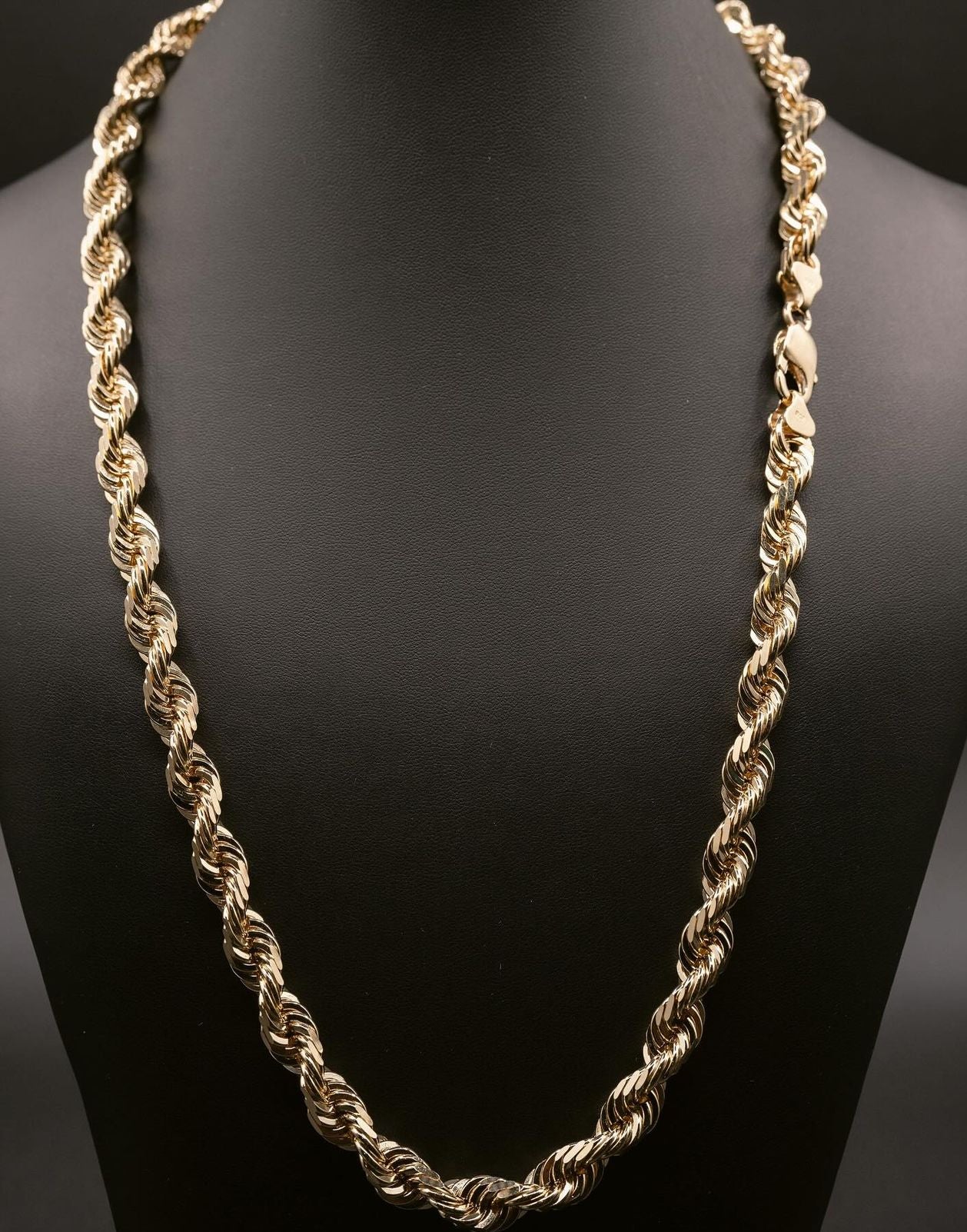 (18KT) Yellow Gold Diamond Cut Rope Chain