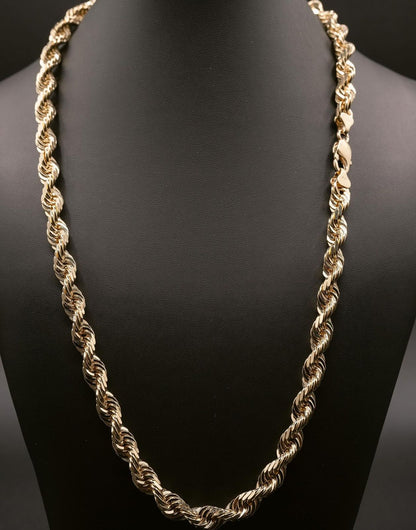 (18KT) Yellow Gold Diamond Cut Rope Chain
