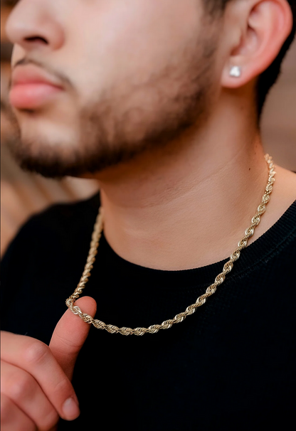 14k yellow gold chain on model