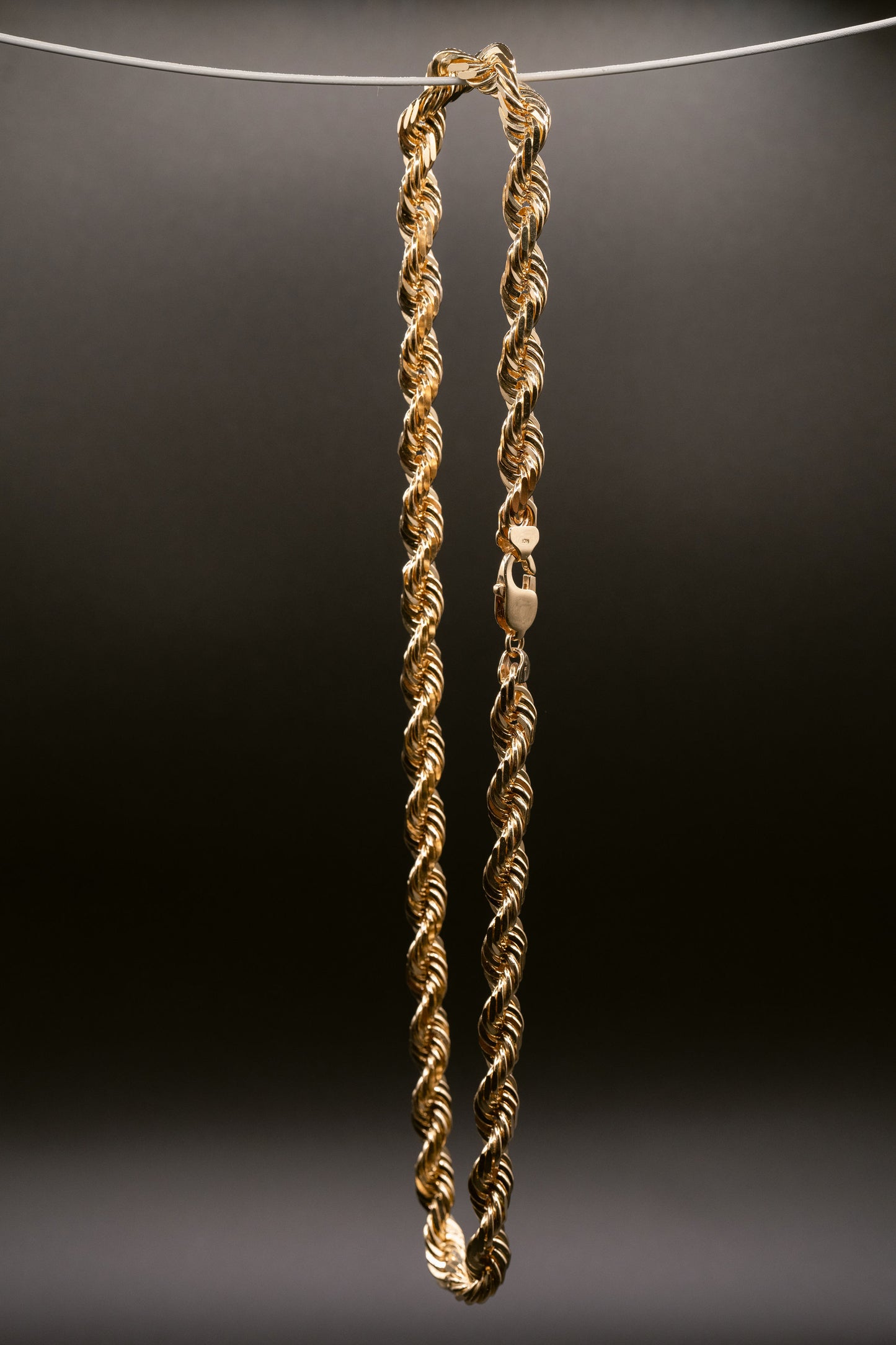 Rope Gold Chain Necklace for Men. (Yellow Gold-12MM)