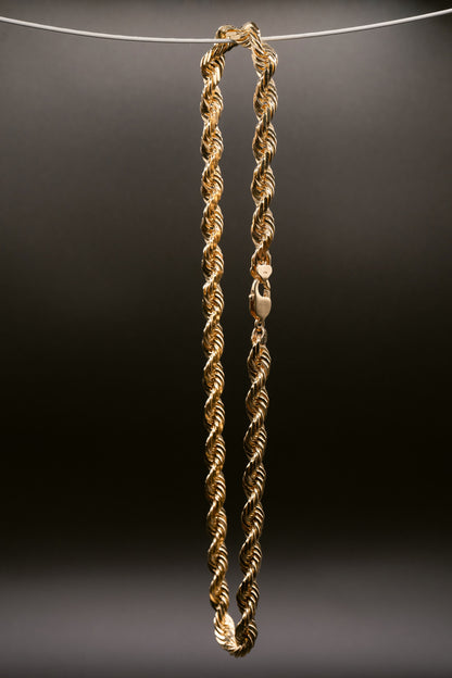 Rope Gold Chain Necklace for Men. (Yellow Gold-12MM)