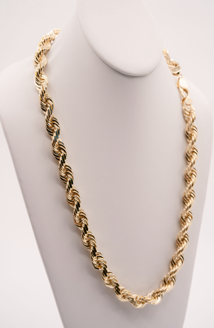 diamond cut- yellow gold rope chain 12mm