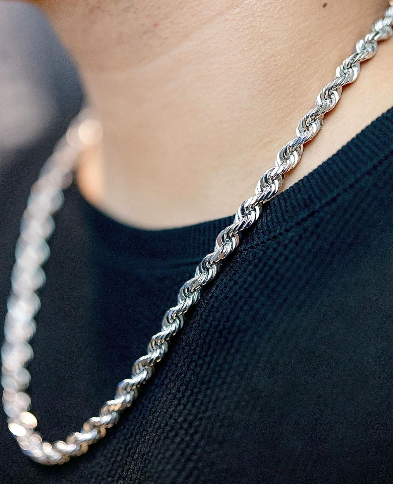white gold rope chain necklace
