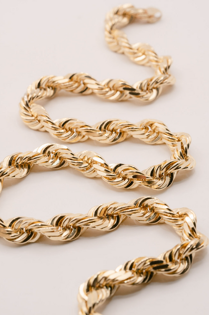 yellow diamond cut rope chain 12mm