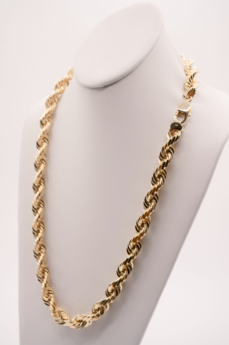 yellow gold rope chain - diamond cut